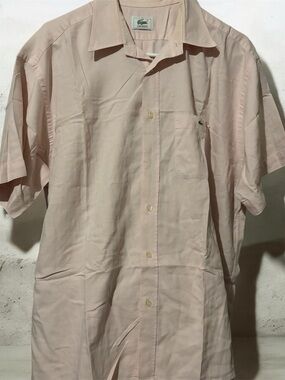 Lacoste Men’s Pale Pink Short-Sleeve Button-Down Shirt